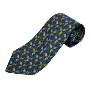 Salvatore Ferragamo Silk Neck Tie 58.5" Whimsical Beach Lounge Chairs Blue